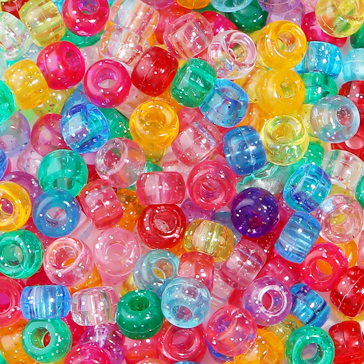 200pcs 8/10mm Acrylic Faceted Beads Medium Beads, Transparent Colorful  Round Loose Beads For DIY Bracelet Beaded Handmade DIY Jewelry Accessories