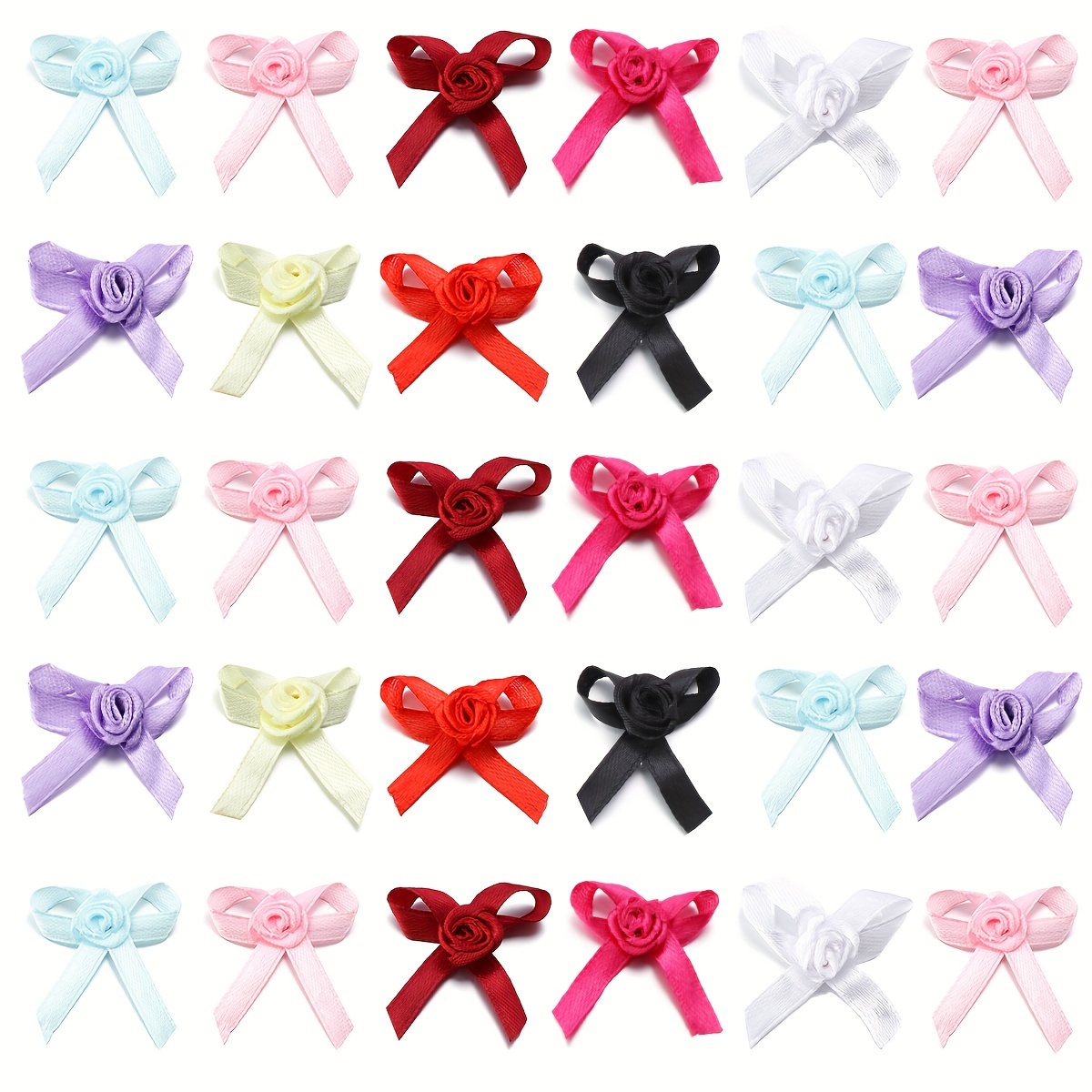 

50pcs Ribbon Rose Bows, Colored Rose Hand Tie Bows, Diy Hair Accessories, Hair Clips, Underwear Accessories, Shoes, Bags And Hats Decorative Accessories