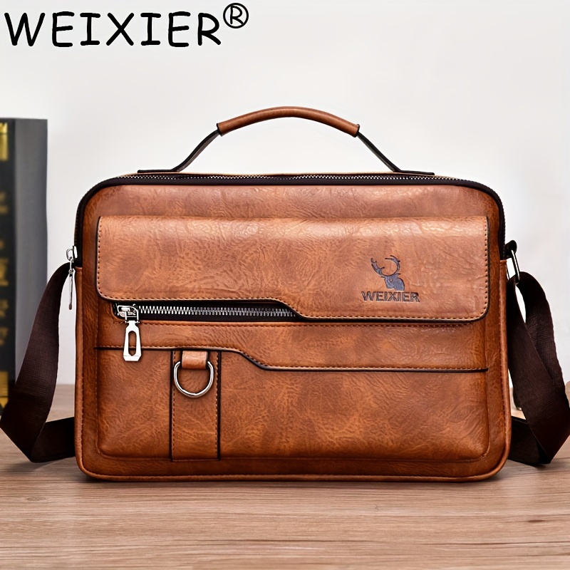 WEIXIER 18067 Men Leisure Style PU Leather Single Shoulder Bag (Black)