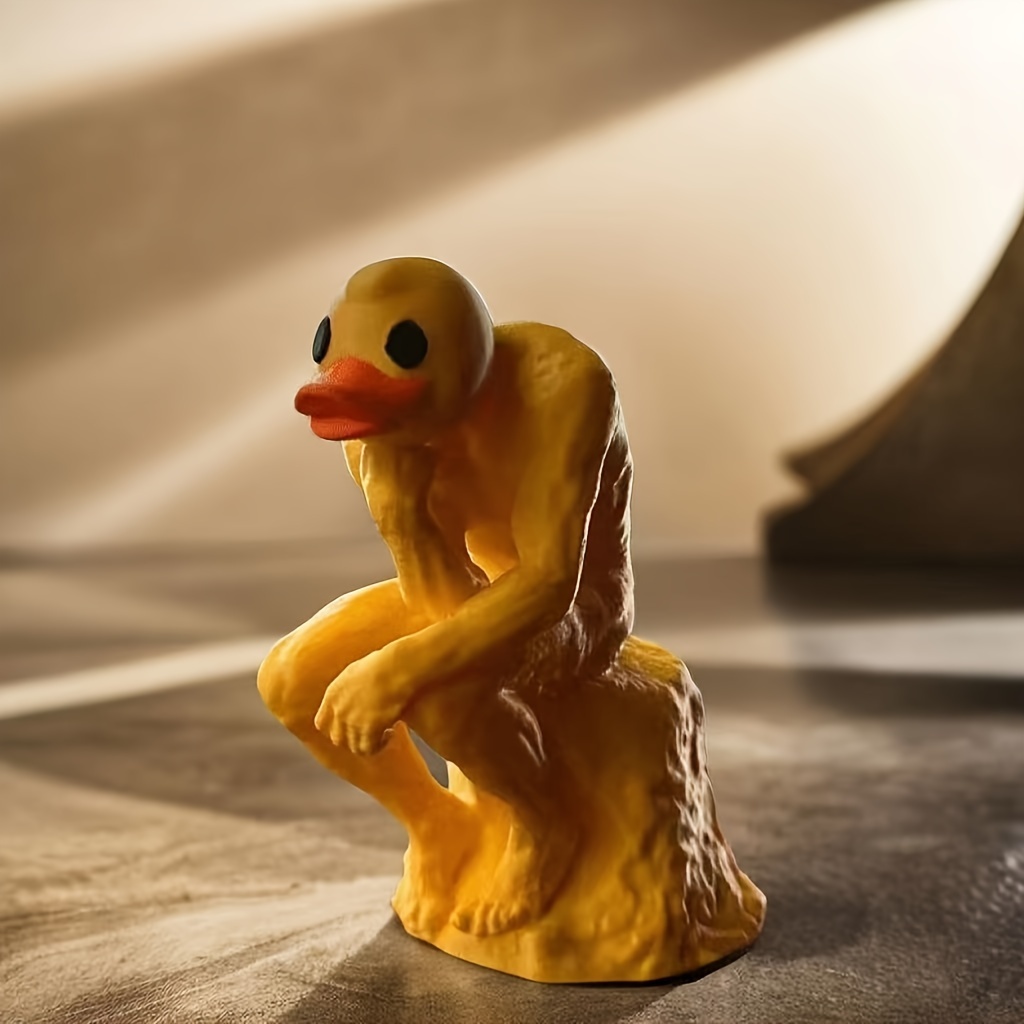 Funny Little Duck Resin Figurine Ornament Decor, Cute Middle
