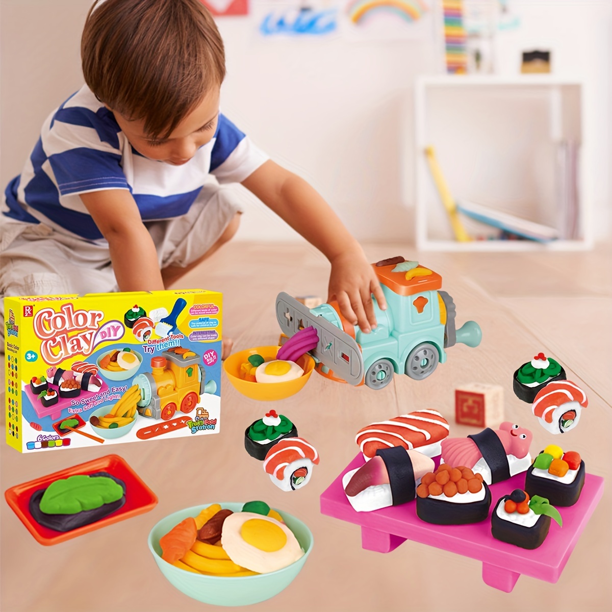 Juego de cocina de juguete para niños de 3 a 8 años, juego de plastilina,  herramientas de plastilina, juego de comida de cocina simulada con accesorio