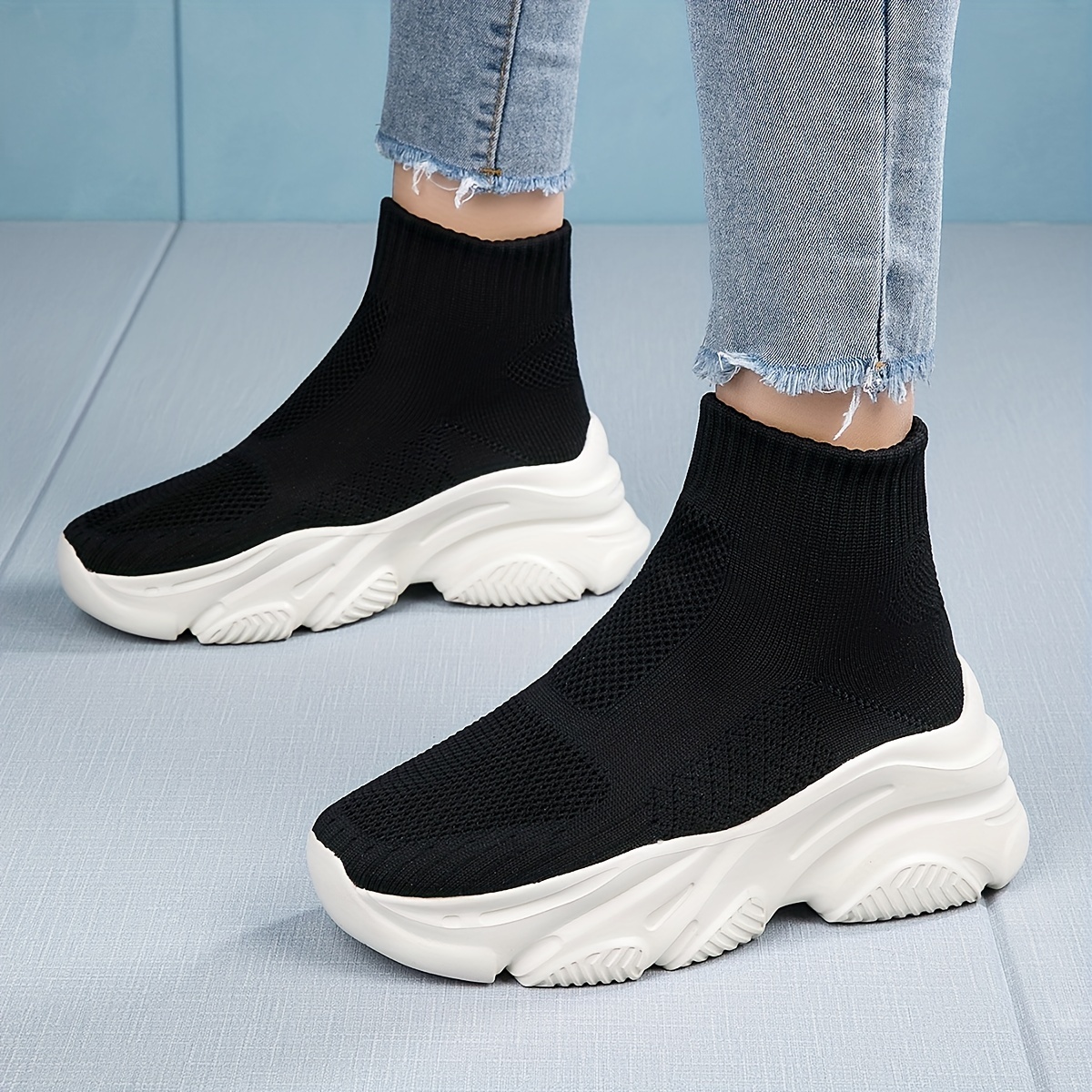 Fly Woven Surface Rubber Sole Sneakers High Top Students