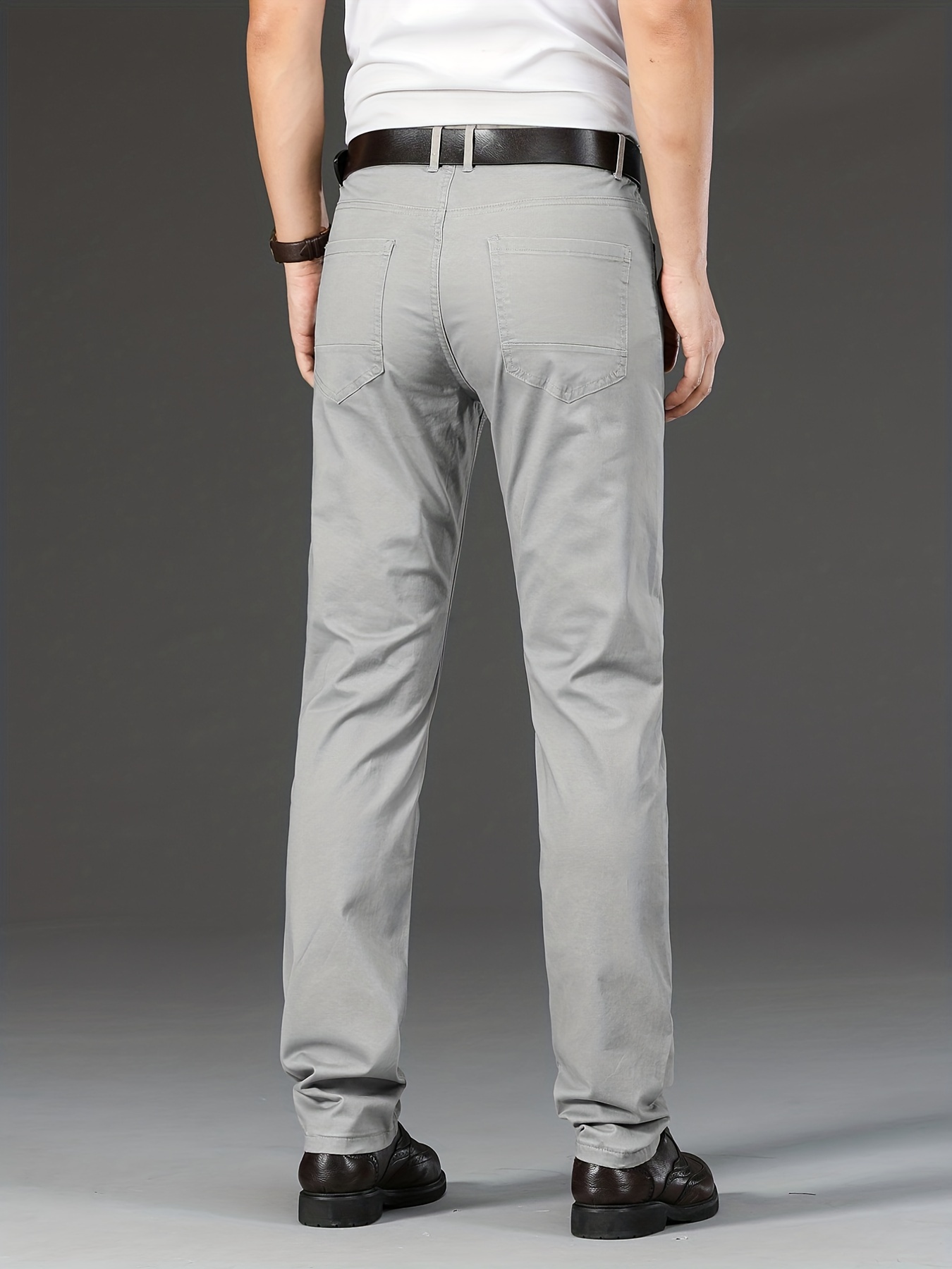 Men's Solid Color Business Casual Straight Pants - Temu New Zealand