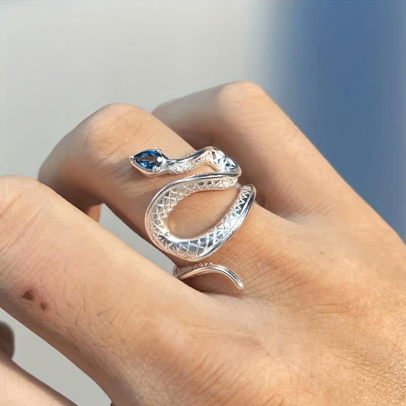 Men's Sea Topaz Snake Open Ring