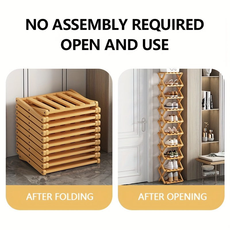 Multi-tier Bamboo Shoe Storage Rack, Folding Shoe Storage Shelf, Household  Space Saving Organizer For Bedroom, Living Room, Home, Dorm, Room Decor,  2-8tier - Temu