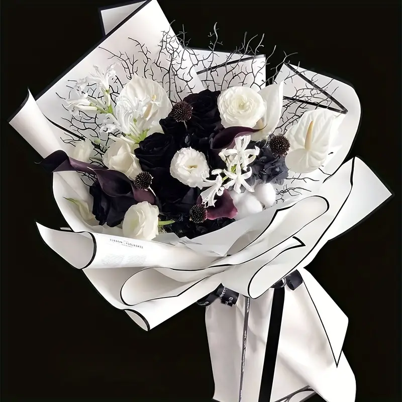 Black White Aristocratic Floral Wrapping Paper Waterproof - Temu