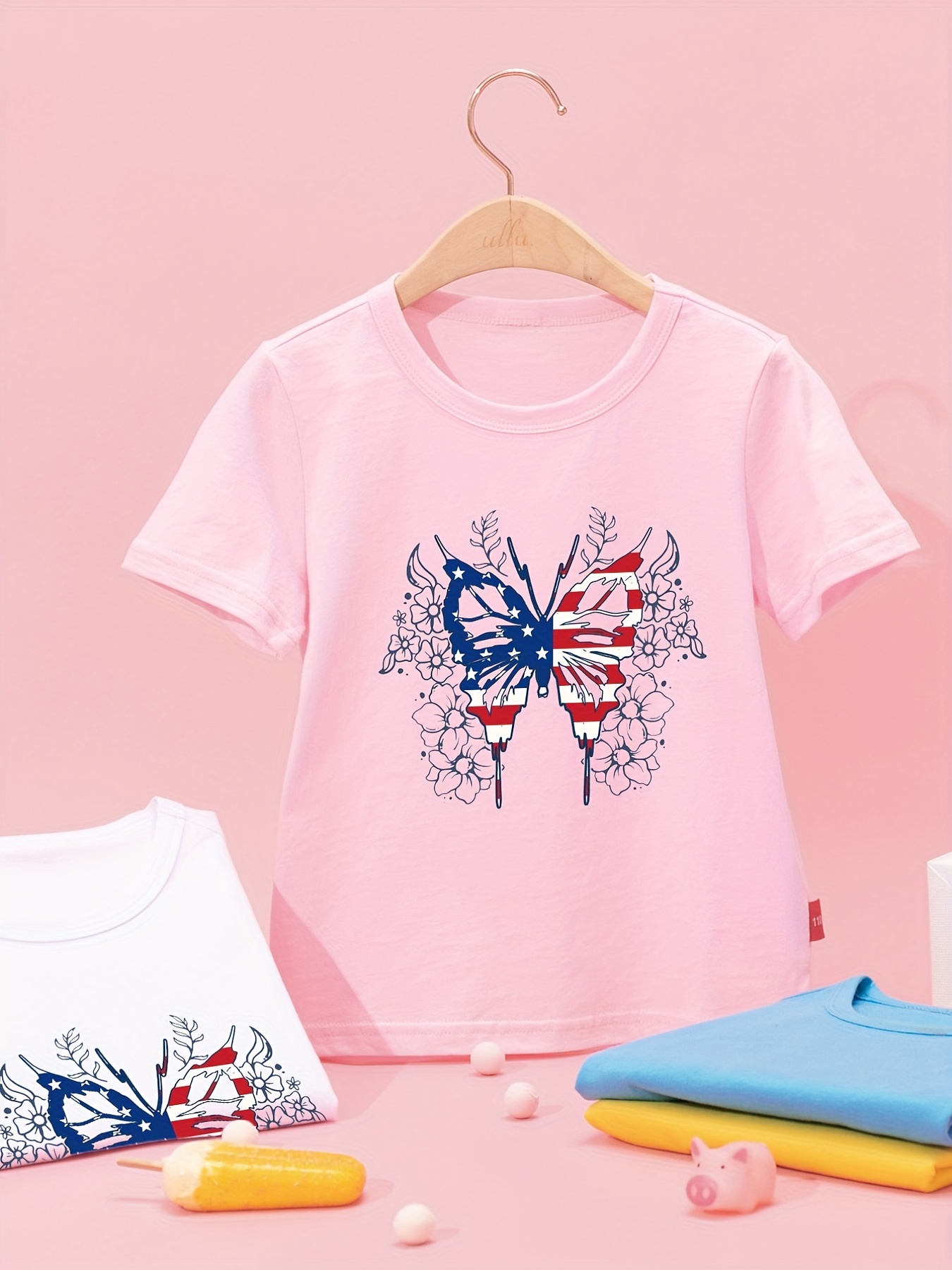 Camiseta Niña Estampado Mariposas En 3d Verano Ropa Niños - Temu Chile