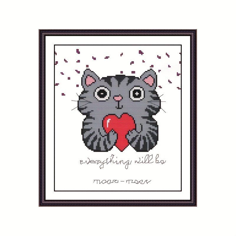 Cute Black Cat Embroidery Kit Cross Stitch Kits For - Temu