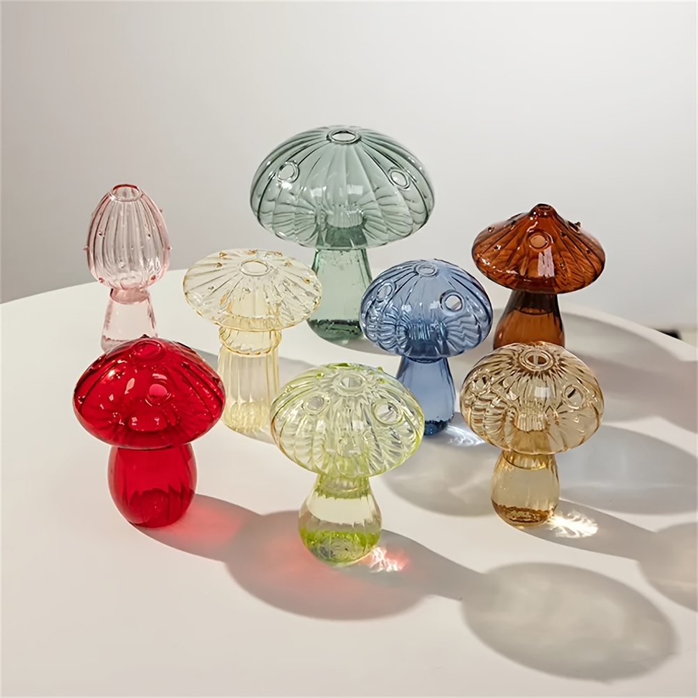 Mushroom Shaped Vase Flowers Creative Mushroom Glass Bud Temu