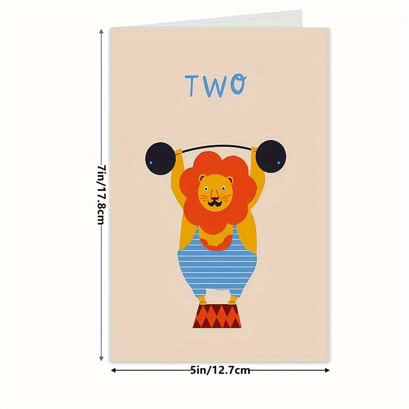 Japan　2歳の誕生日カード|娘、息子、孫のための誕生日カード|かわいいサーカスライオンのテーマの誕生日カード|年齢8歳の誕生日カード|5*7インチの封筒付き。　Temu