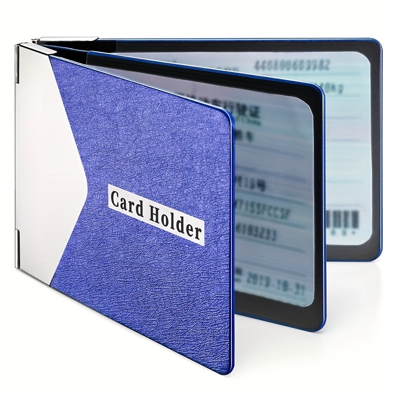 Image of Metal Faux Leather Credit Card Holder, Ultra-thin Metal License Card Case, Id Credit Card Cover, Degaussed -card Holder, Bi-folder, Men's And Women's Id Card Holder