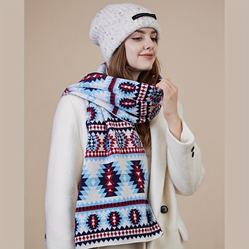 Elegant Women's Christmas-Themed Scarf Thick, Warm Knit Shawl for Autumn  Winter Versatile Stylish