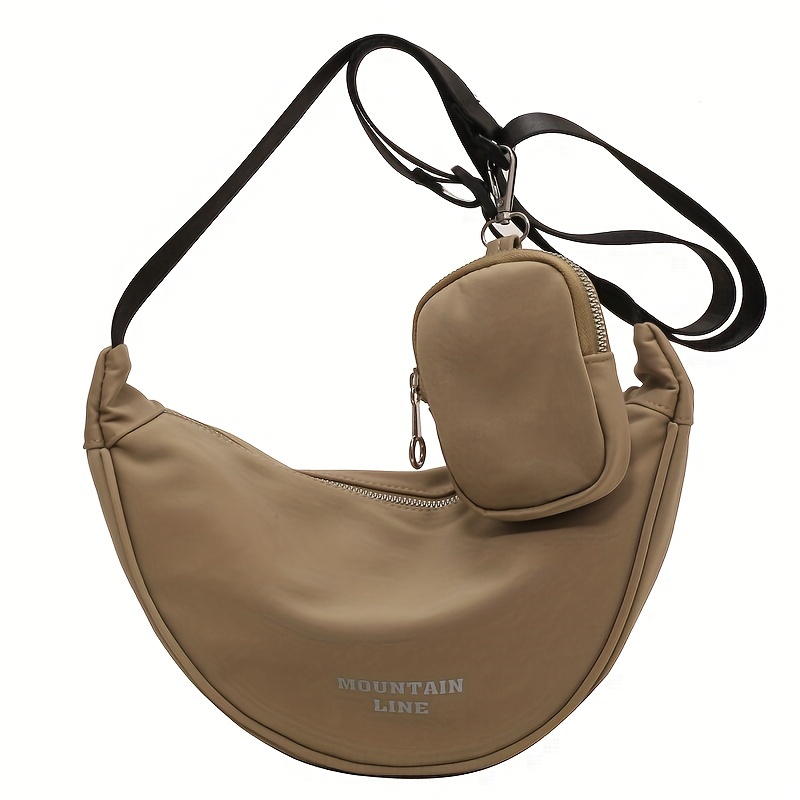 Beige Slouchy Banana small nylon cross-body bag