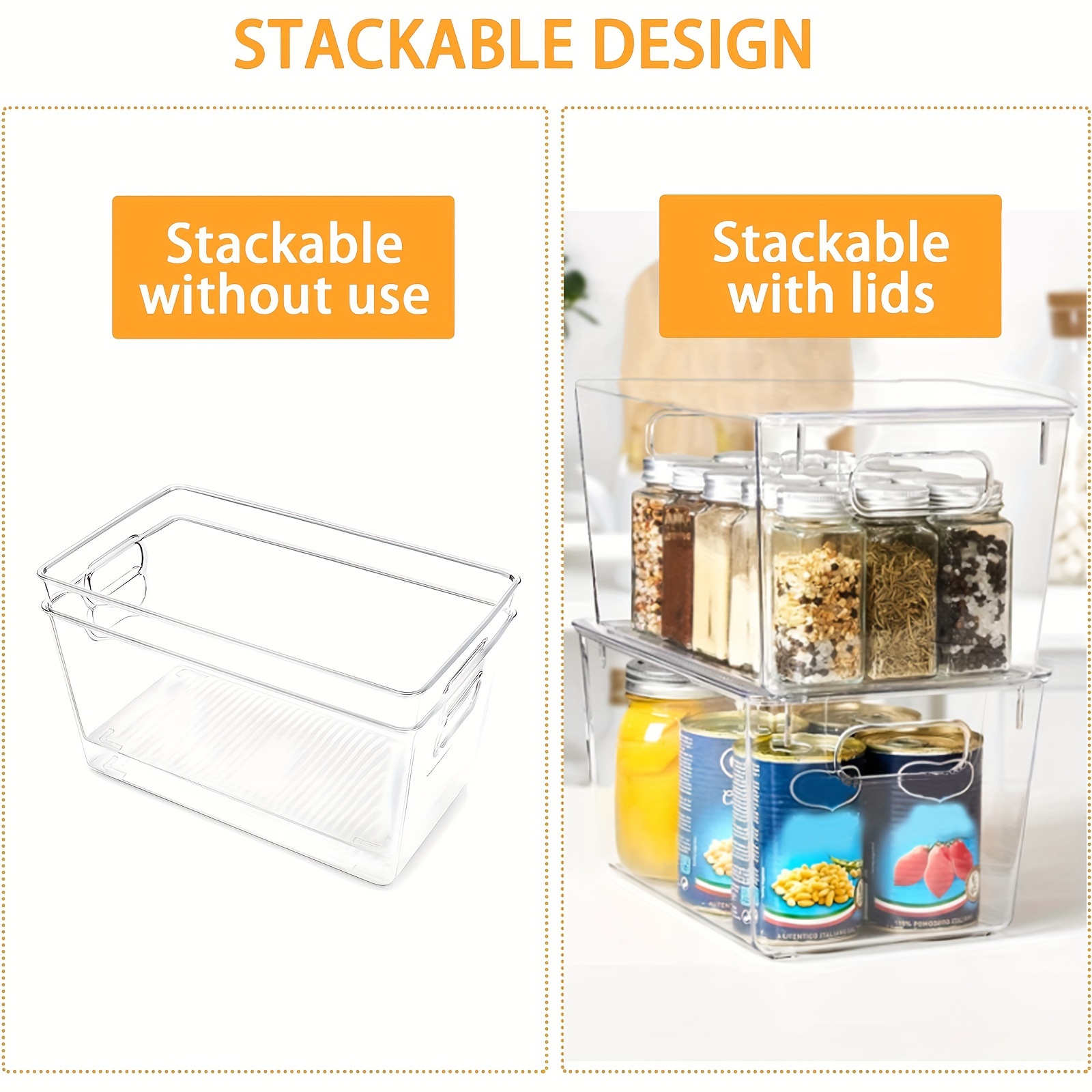 6pcs Refrigerator Organizer Bins Stackable Fridge With Cutout