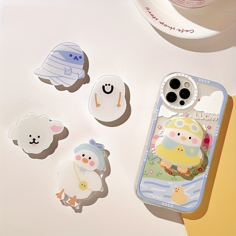 

Cute Cartoon White Duck Expandable Phone Grip Handle Smartphone Finger Bracket Support Adjustable Stand Lovely Kawaii Anime Animal