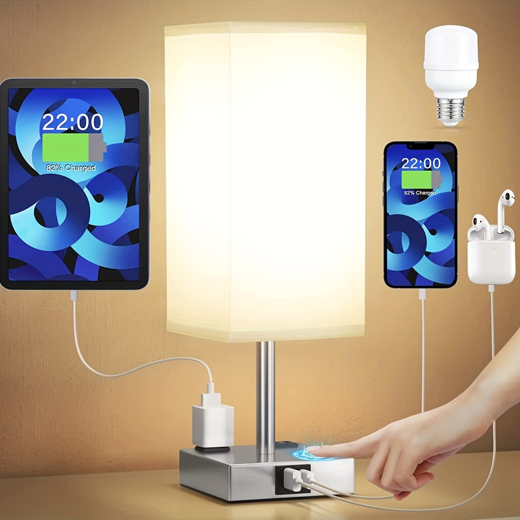 Elegante Lampara De Escritorio Con Luz LED Y Cargador USB Para Celular O  Tableta