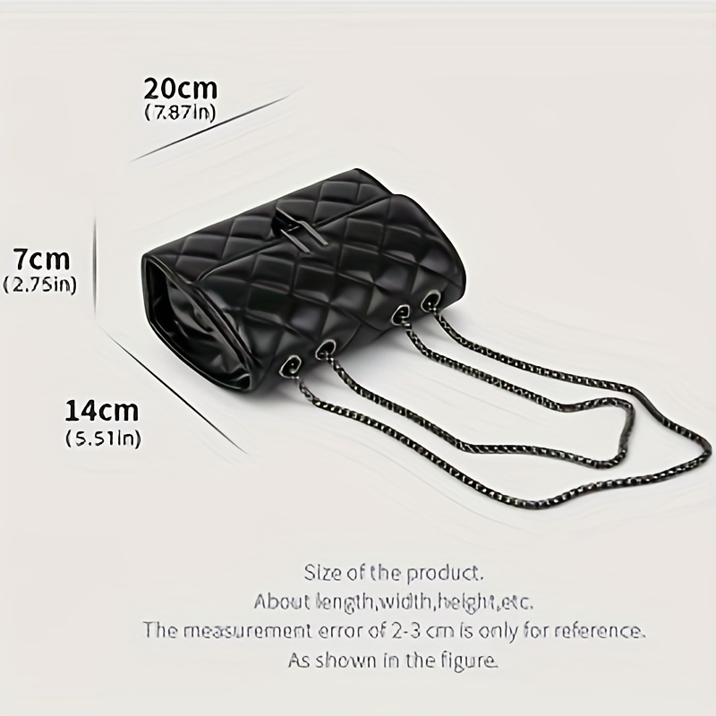 Argyle Quilted Crossbody Bag, Trendy Chain Shoulder Bag, Faux