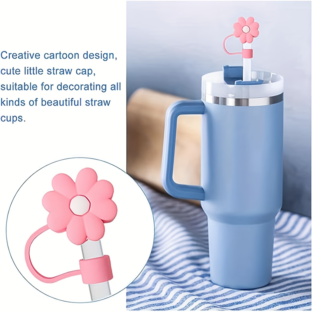 10Pcs Cartoon Straw Cover Cup for Tumbler Cup,10mm Cartoon Drinking Straw  Topper, Reusable Protectors Straw Tips Lids for Cup Accessories (10Pcs  Anime