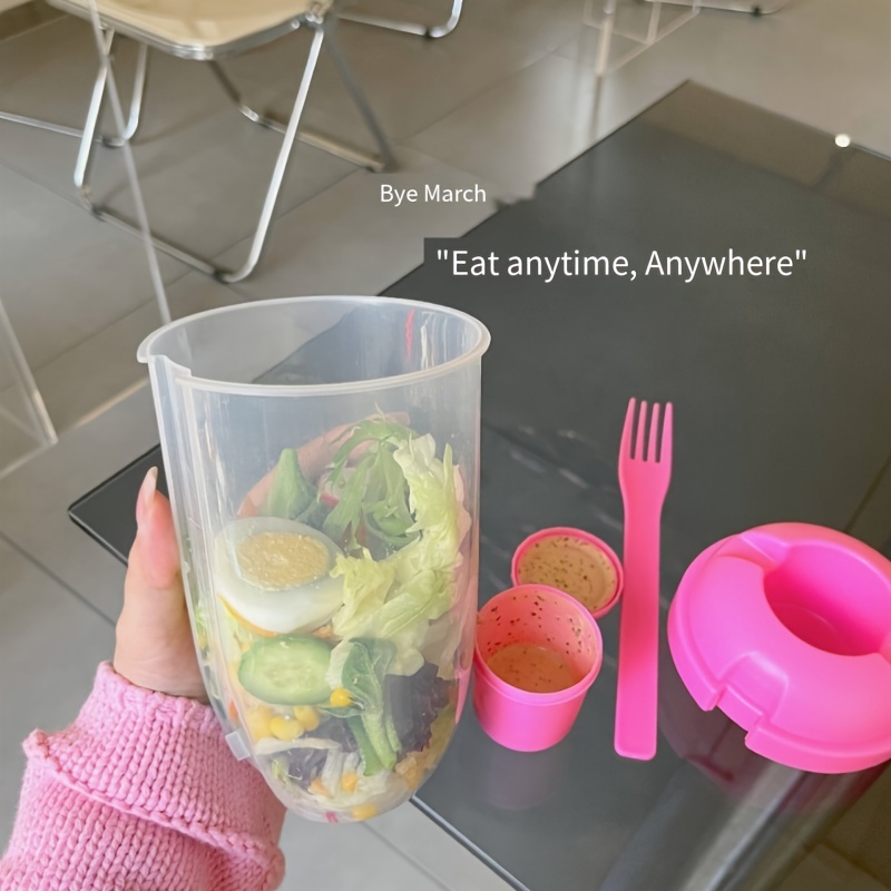 Portable Breakfast Salad Cup With Spoon And Fork Lids - Healthy Lunch  Container For Yogurt, Milk, And More - Temu