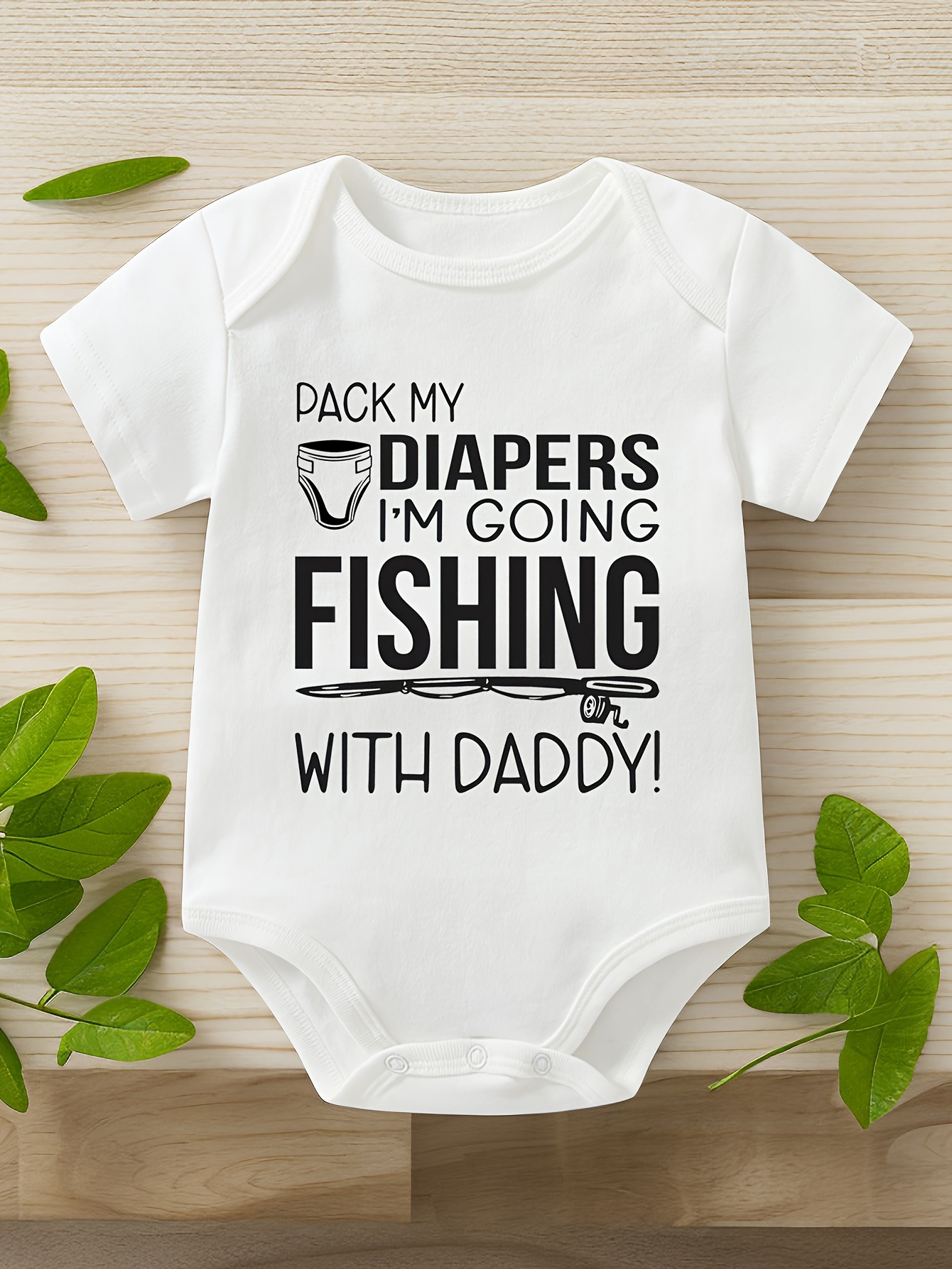 Pack My Diapers I'm Going Fishing with Grandpa Baby Onesie Cute Baby Outfit for Baby Gift 2T Shirt / Short Sleeve White