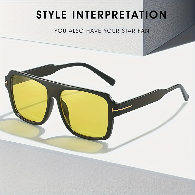 ELEGANTE Square Yellow Sunglasses For Men And Women