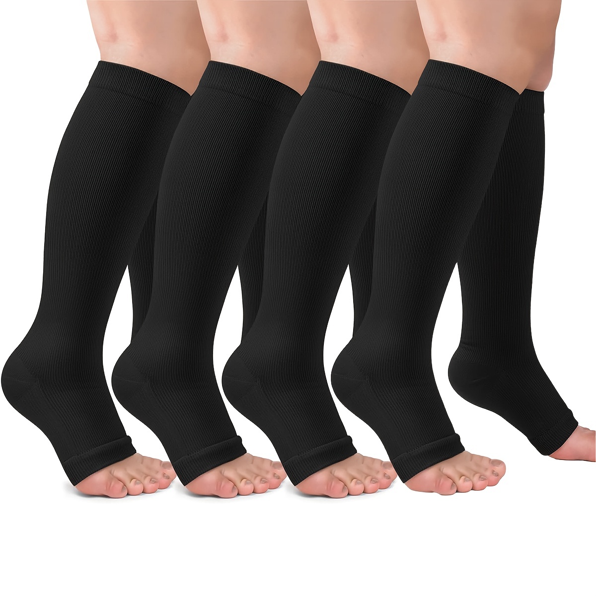 Ludlz Compression Socks,Knee-Hi Compression Stockings for Unisex, Open Toe  Support Hose for Pregnancy, Varicose Veins, Relief Shin Splints, Edema 