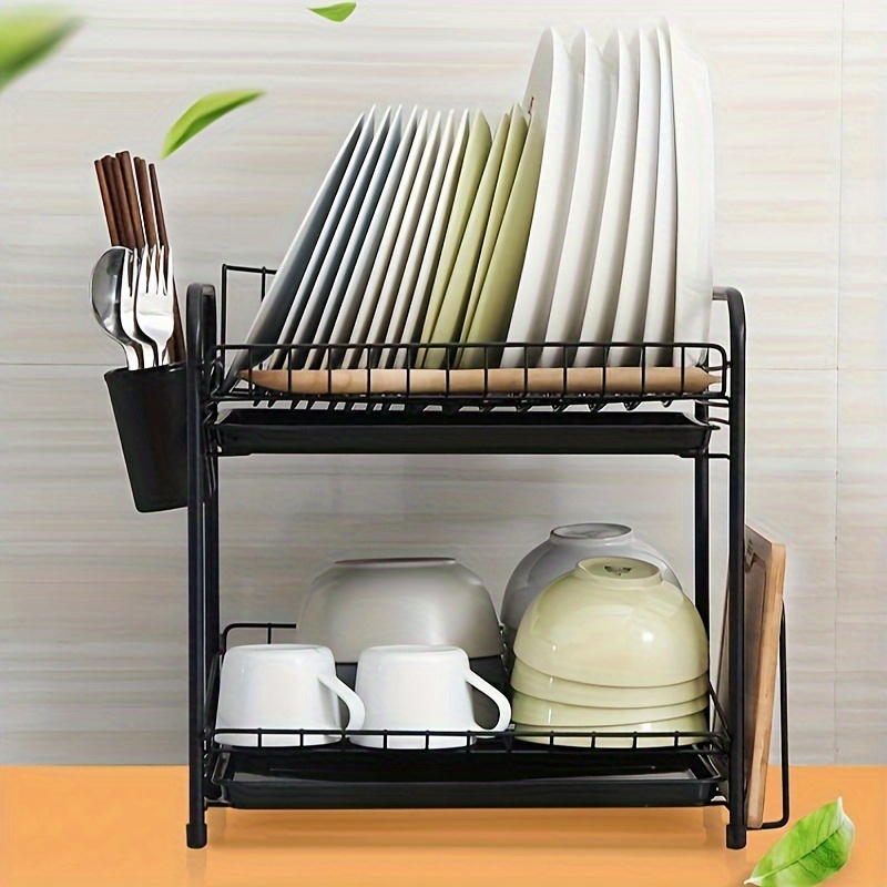HGYCPP Double Layer Dish Drainer Plate Vegetable Fruit Tray Baby Bottle  Storage Drying Draining Mat for Dishes Cups 