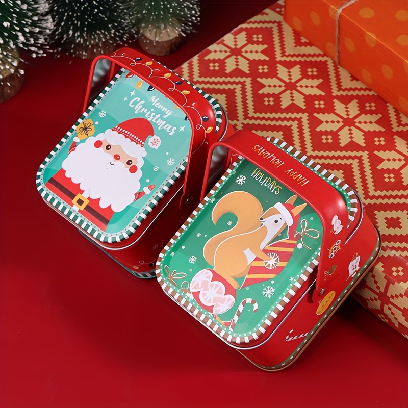 Christmas Cookie Tins Round Santa Holiday Treats Chocolate - Temu