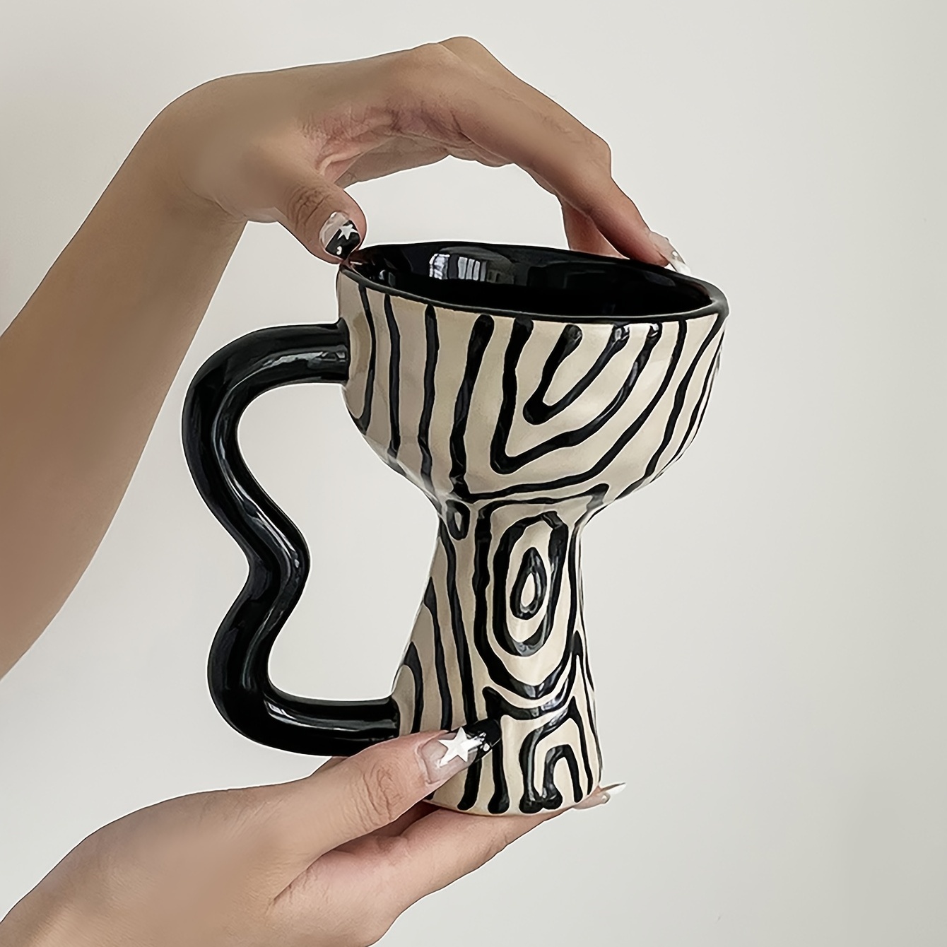 1pc Ceramic Coffee Mugs, Unique Espresso Cups with Large Handle