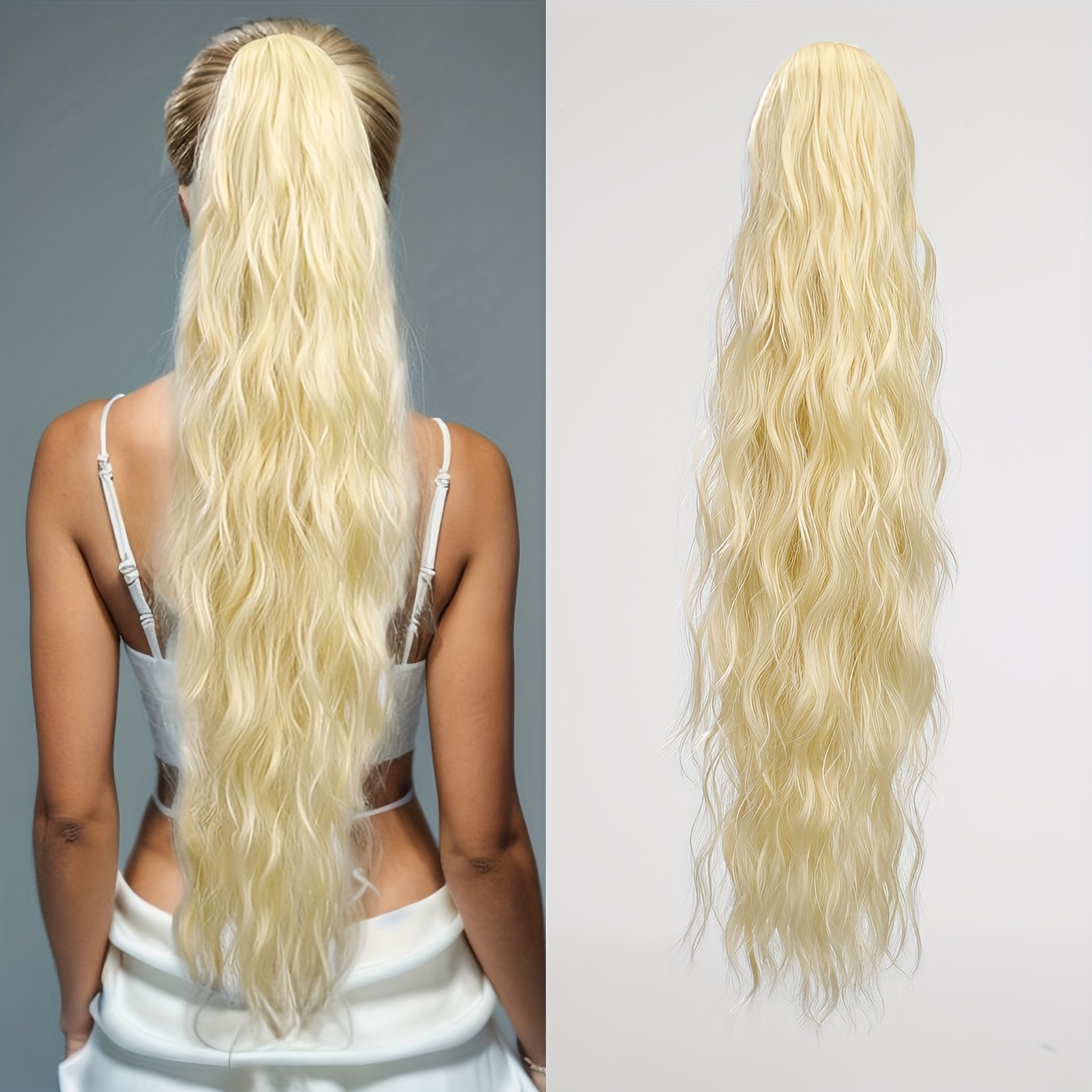 Long Wavy Ponytail Extensions Synthetic Clip In Hair Extensions