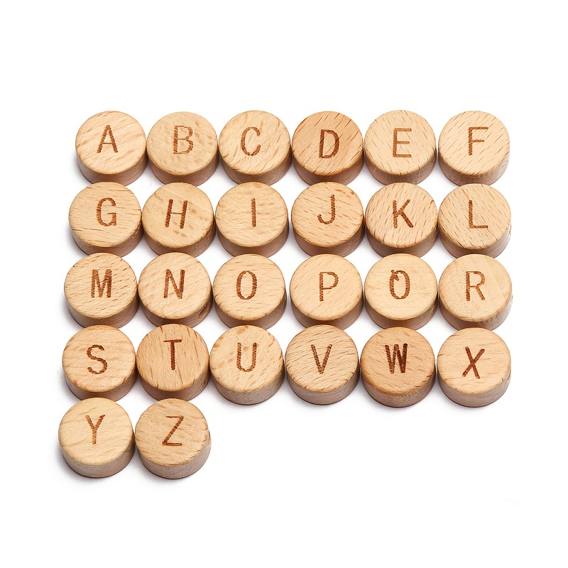 Wooden Alphabet 26 Letter Beads 12mm 104pc Wood Loose Beads for Jewelry  Keychain Making