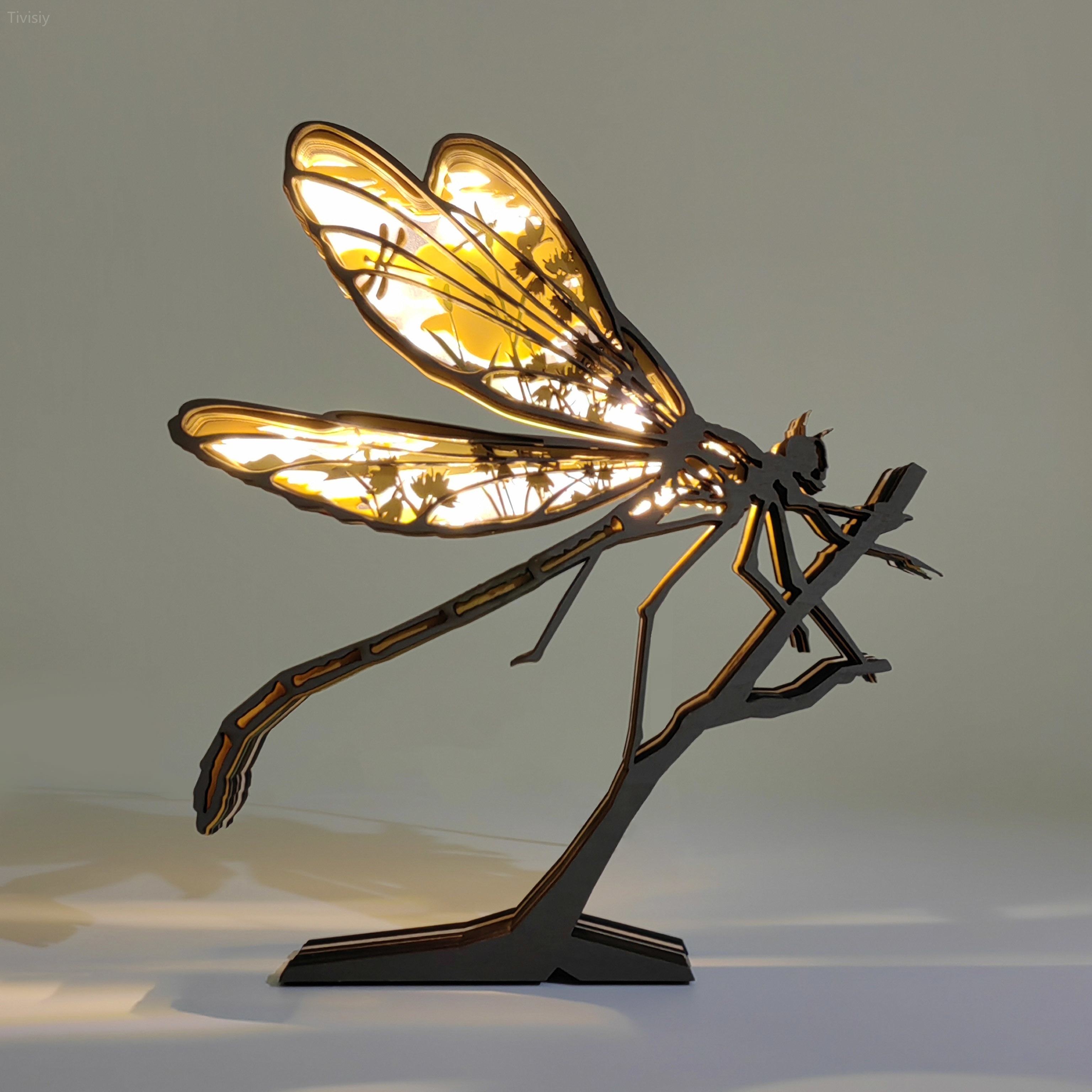 Dragonfly Wooden Night Light Decor Housewarming Memorial - Temu