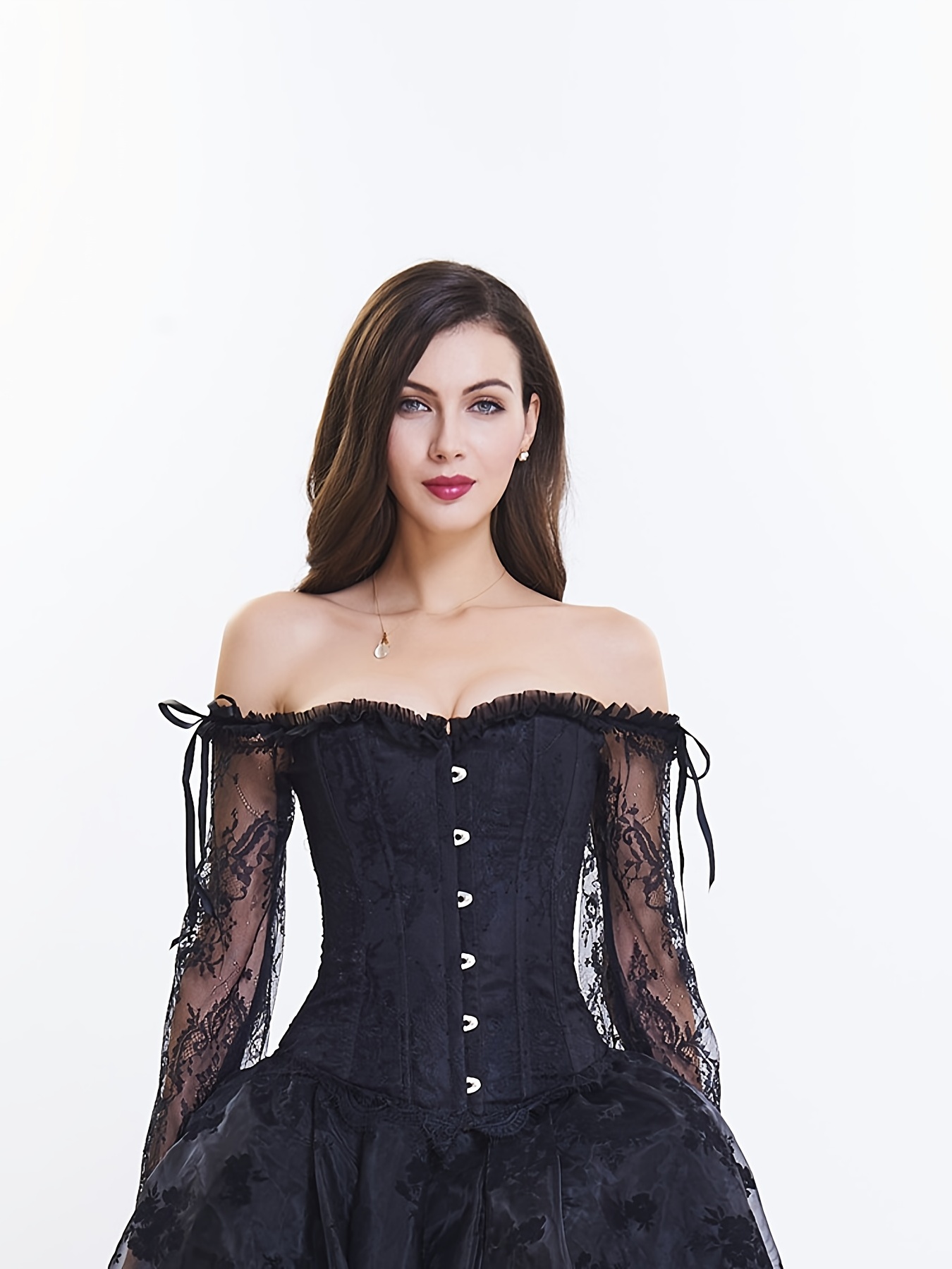 Sexy Gothic Lace Fuller Bust Corset Dress 2017 Black Lingerie For