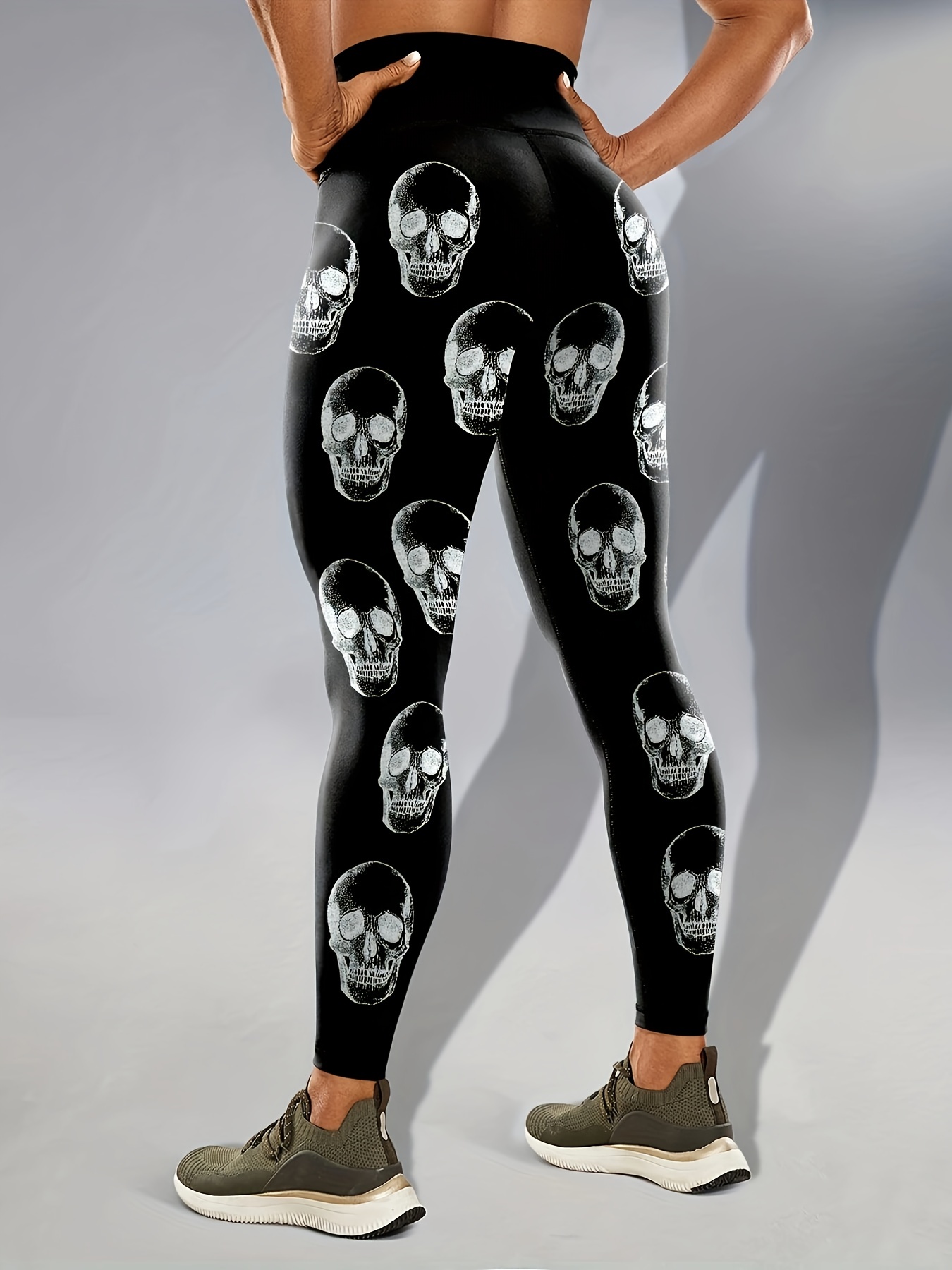 Why Do Leggings Fall Downhigh Waist Halloween Skull Print Leggings -  Women's Fitness Spandex Pants