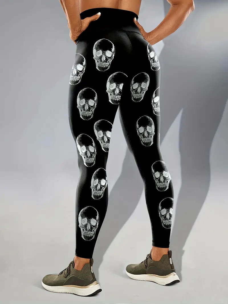 Halloween Skull Pattern Yoga Pants Glow In Dark High Waist - Temu Canada