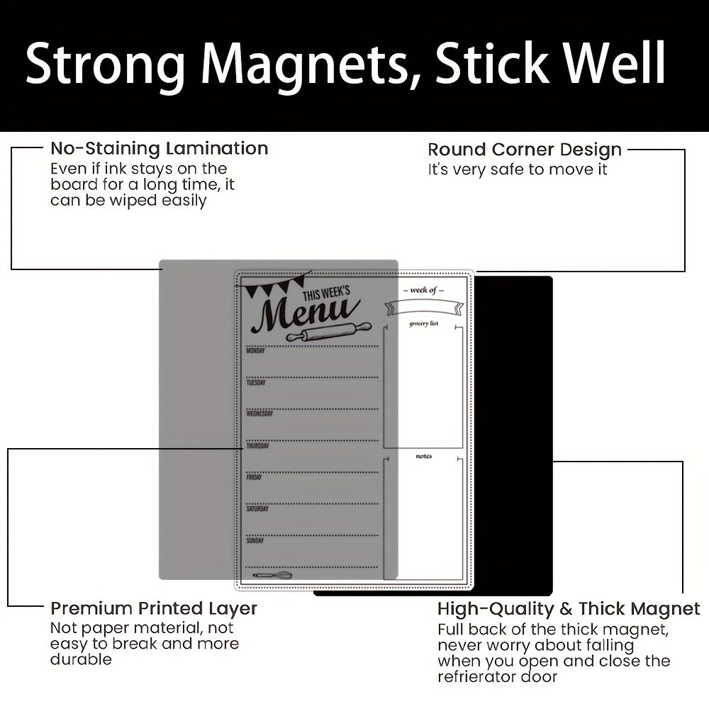 Magnetic Dry Erase Menu Board For Fridge Weekly Meal Planner - Temu