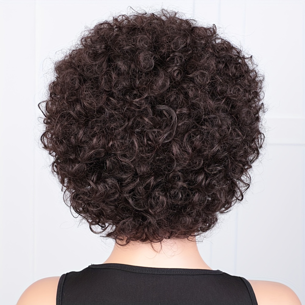 Afro Bob Wig Natural Brown Human Hair Wigs Women Temu