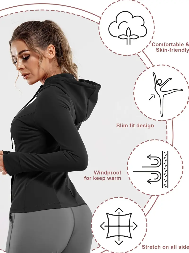 Tight Sports Jacket Zipper Windproof Gym Running Training Yoga