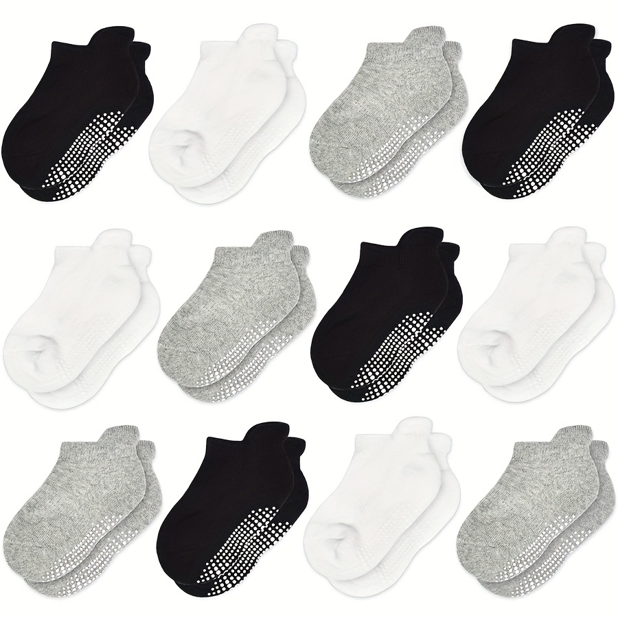 LA Active Baby Toddler Grip Ankle Socks - 6 Pairs - Non Slip/Skid