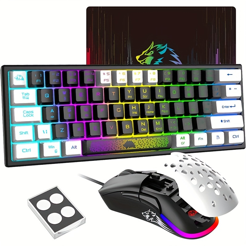 Kit de teclado y ratón inalámbricos T87 para videojuegos, retroiluminado  con LED recargable de 2,4
