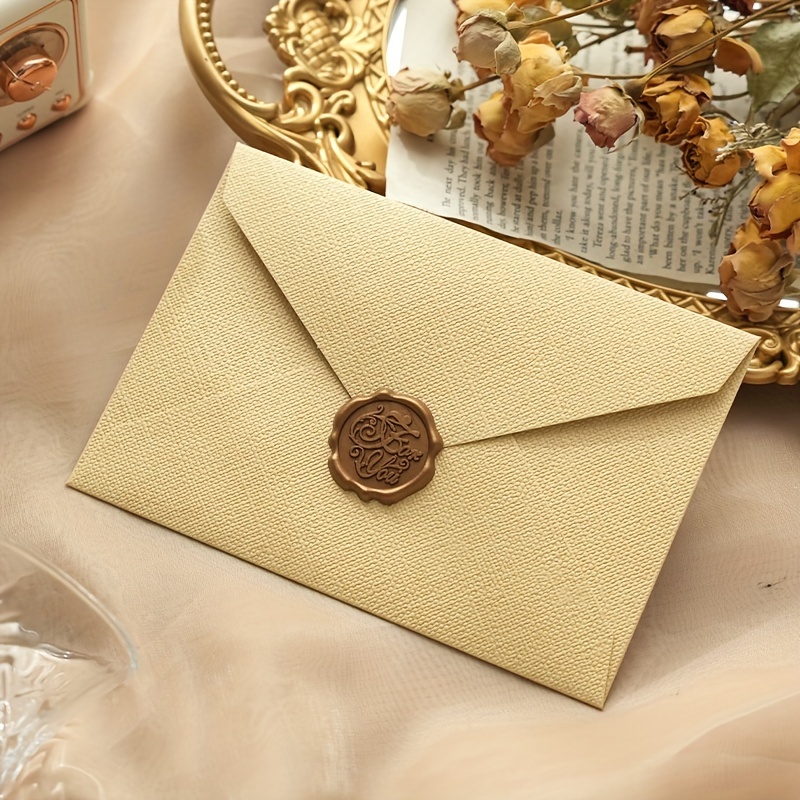 1 pièce Vintage Enveloppe , Carte D'invitation , Carte Postale Avec Cire  Sac Enveloppe, Mode en ligne