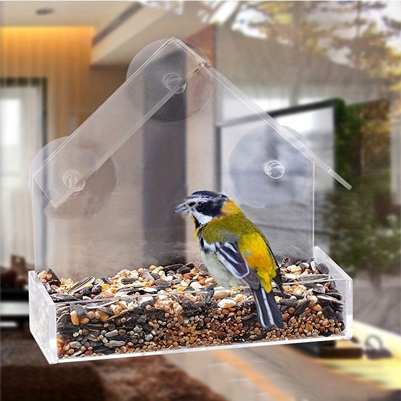 Grande mangeoire à oiseaux en acrylique avec plateau amovible