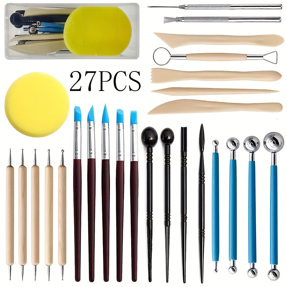 22pcs Clay Sculpting Tools Kit Clay Modelling Tools Wooden Polymer Clay  Tools Rubber Pottery Tools -suz