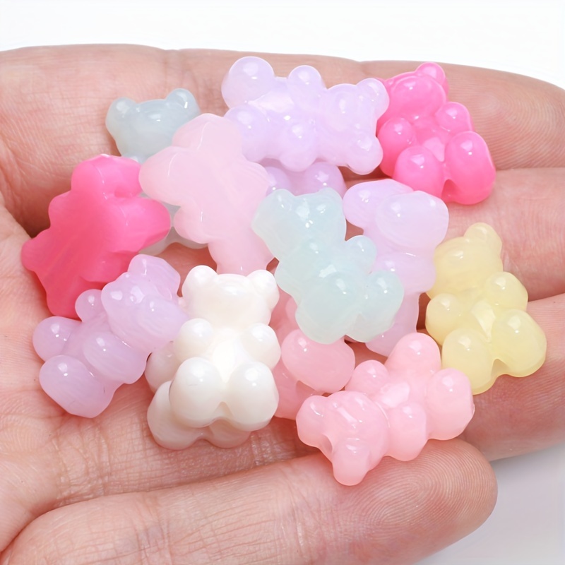 Mixed Solid Color Gummy Bear Rubber Acrylic Loose Beads For - Temu