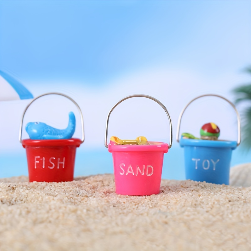 

3pcs Creative Cute Beach Bucket Resin Accessories For Jewelry Making