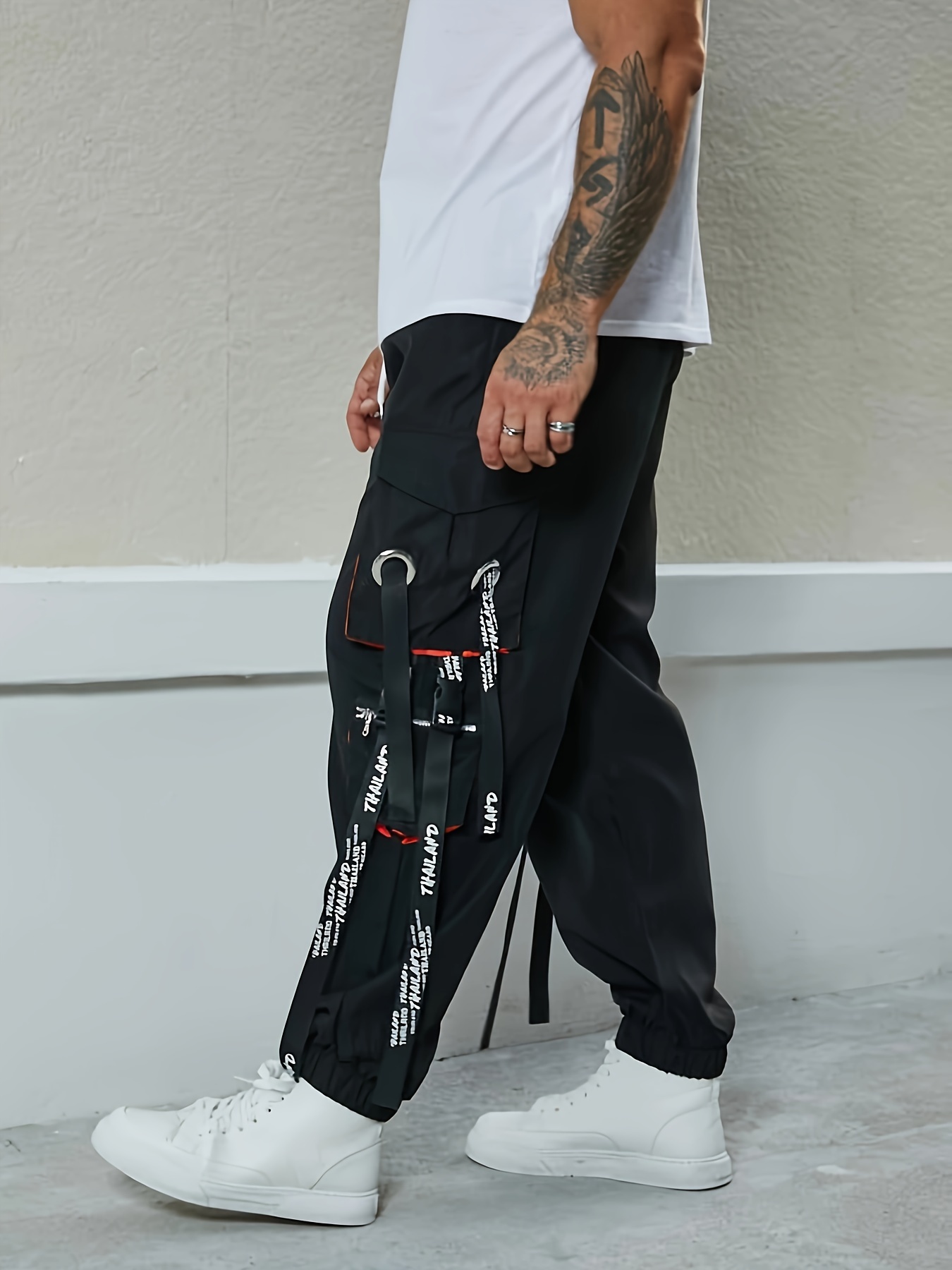 Plus Size Men's Street Style Cargo Pants For Spring Fall Winter, Men's  Clothing