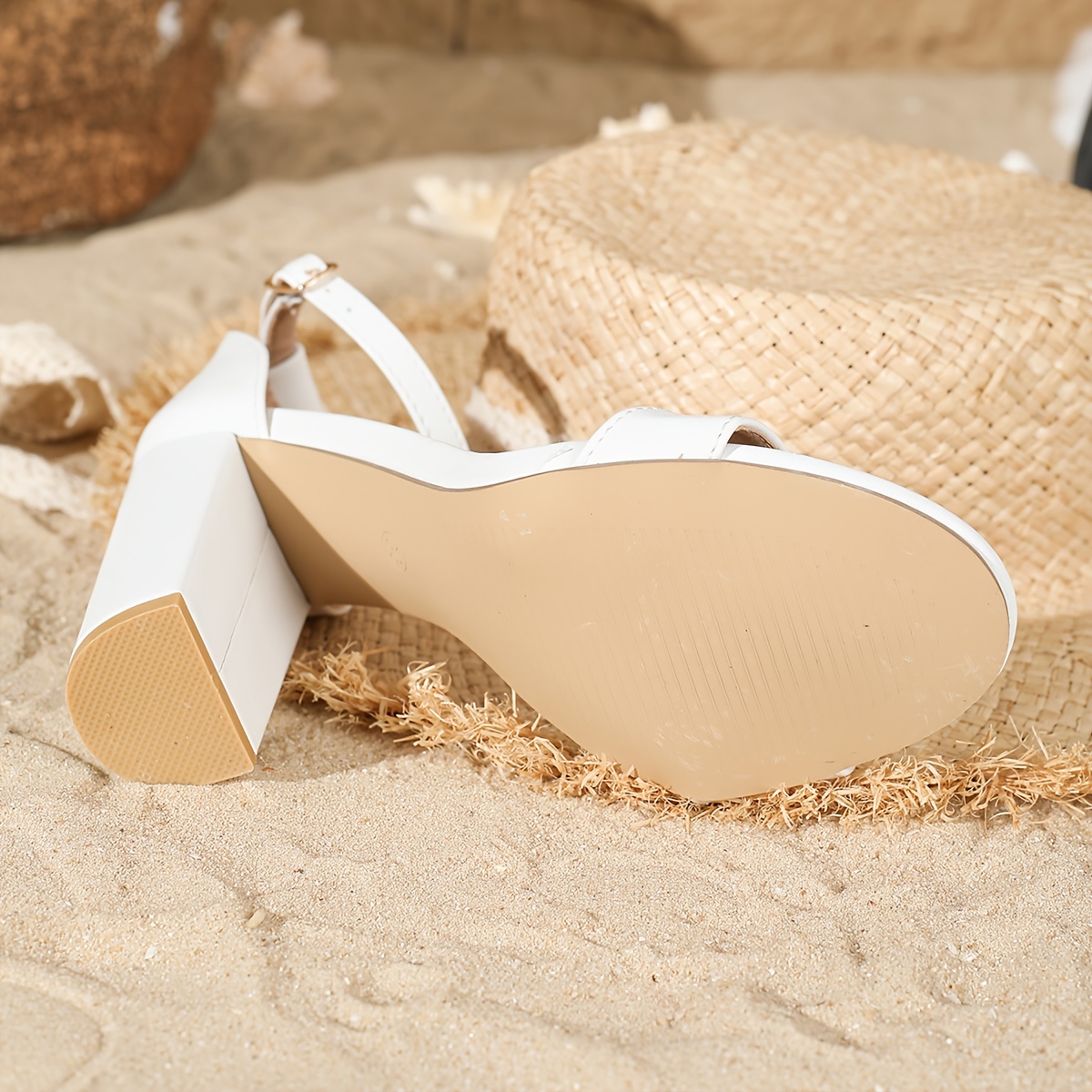 Sandalias Minimalistas De Color Para Mujer, Con Correa De Tobillo Y Tacón  Casual Y Elegante, Zapatos Versátiles Para Vestidos