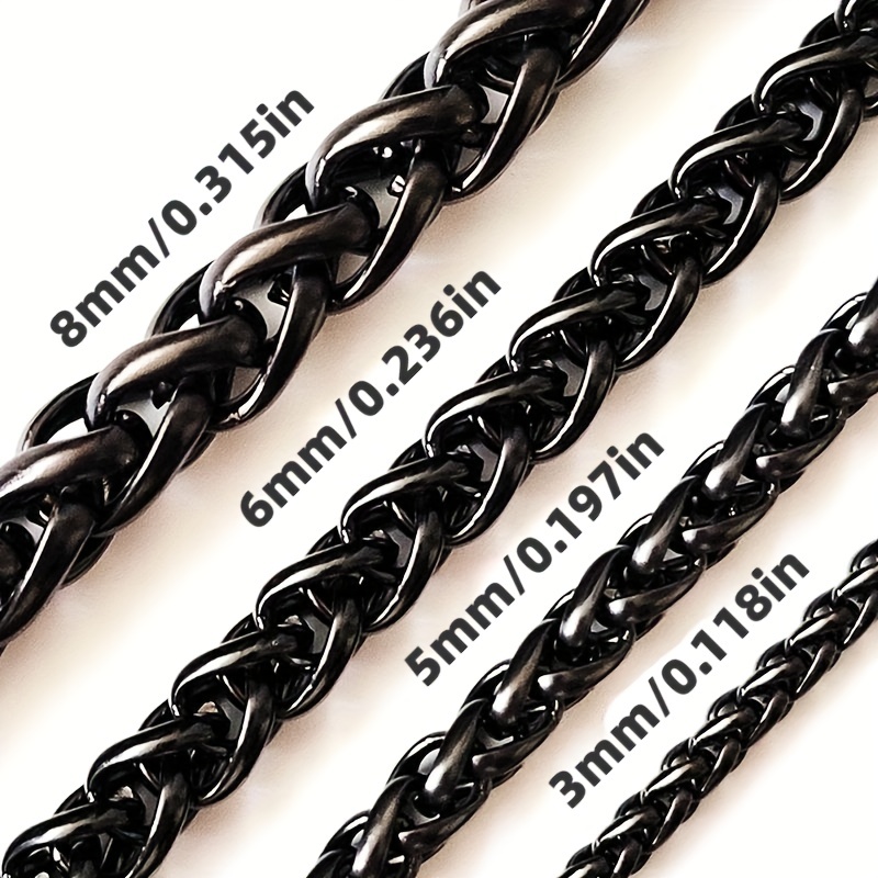 Stainless Steel Black Flat Byzantine Chain Link Necklace For - Temu