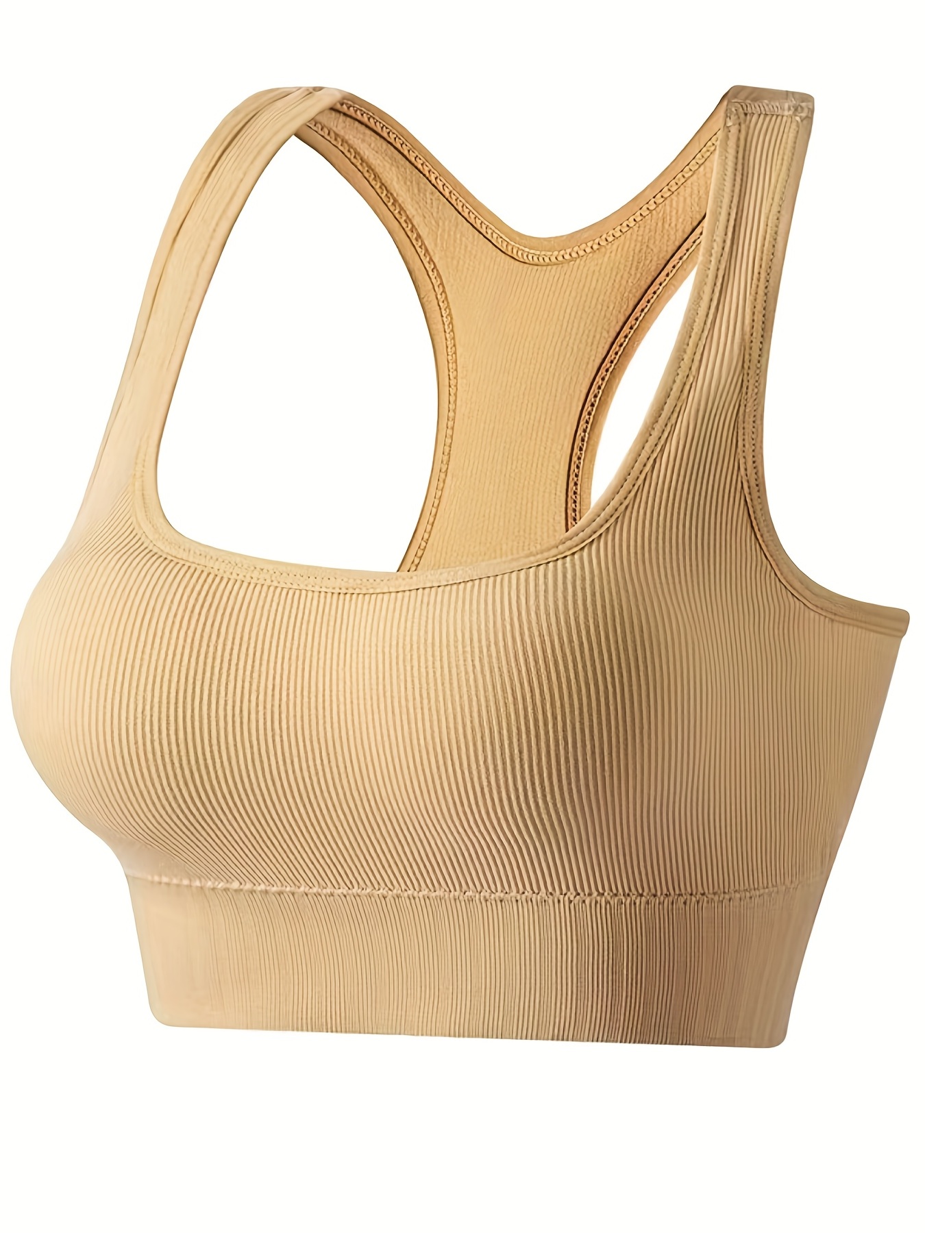 Solid Ribbed Sports Bras Comfy Breathable Running Workout - Temu