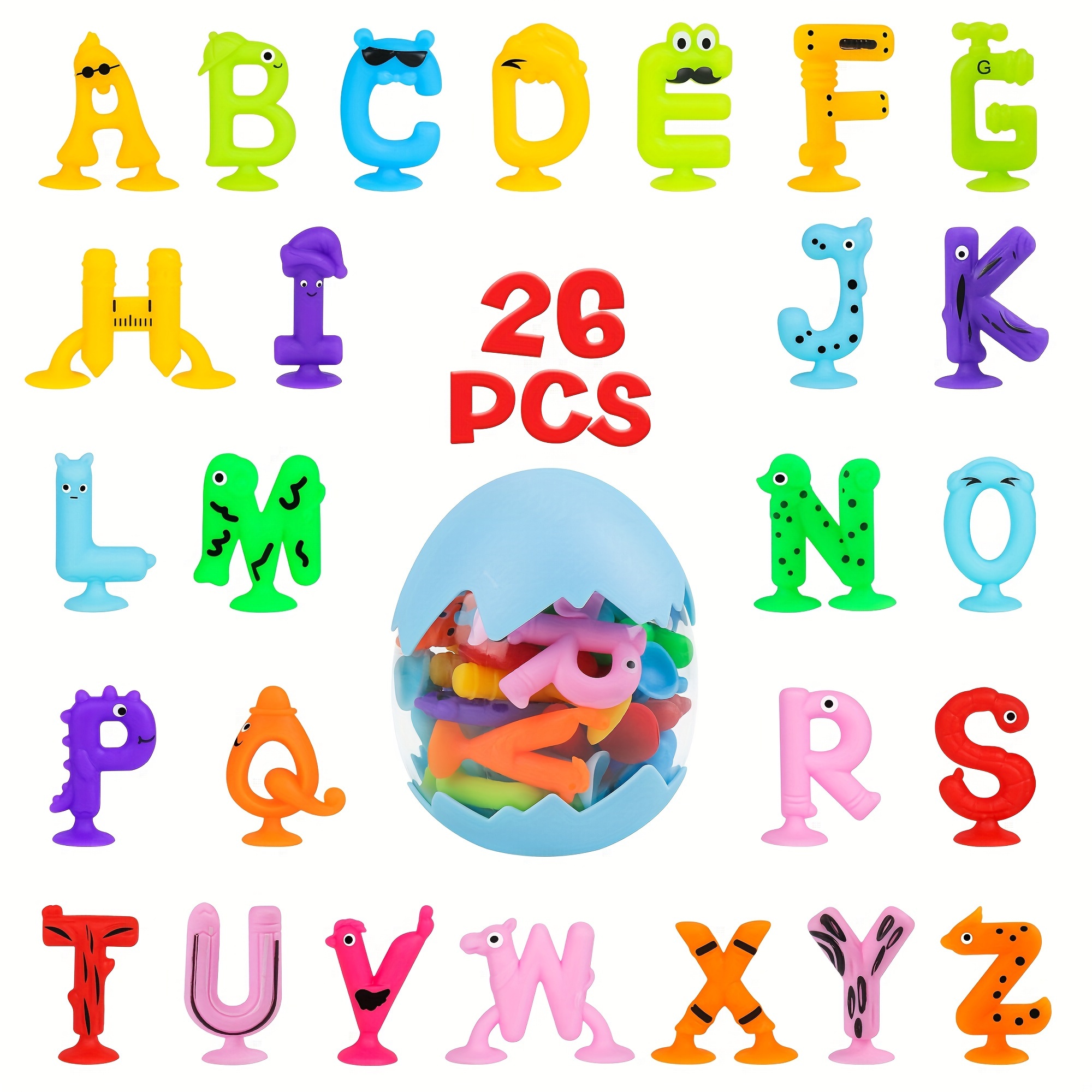 Baby Alphabet Suction Cup Toys Silicone Sucker With Dinosaur - Temu